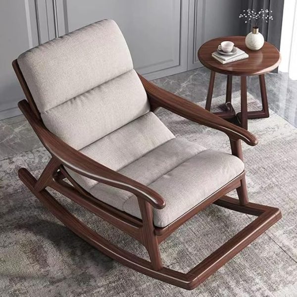 Premium Wooden Outdoor Rocking Chair | Ergonomic Swing Chair for Balcony & Patio | Solid Wood Frame with Cushioned Seat | Brown Relax Chair for Garden | Stylish Lounge Rocker - Image 2