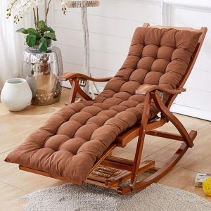Wooden Rocking Chair with Thick Padded Cushion