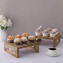 Modern Wooden Cupcake and Dessert Display Riser Stands – Rustic Natural Wood Buffet Holder for Party, Bakery, Wedding, Catering & Home Decor – Food Safe, Durable, Stylish – Set of 2