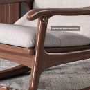 Premium Wooden Outdoor Rocking Chair | Ergonomic Swing Chair for Balcony & Patio | Solid Wood Frame with Cushioned Seat | Brown Relax Chair for Garden | Stylish Lounge Rocker