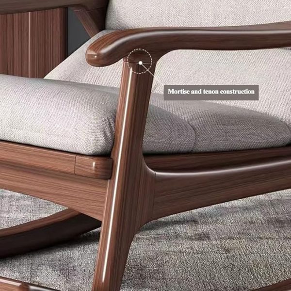 Premium Wooden Outdoor Rocking Chair | Ergonomic Swing Chair for Balcony & Patio | Solid Wood Frame with Cushioned Seat | Brown Relax Chair for Garden | Stylish Lounge Rocker - Image 4