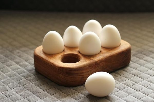 Modern Solid- Wood Egg Tray – Holds 6 Eggs
