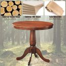 Elegant Solid Wood Pedestal Dining Table – Round Brown Table for Kitchen or Dining Room – Classic Rustic Wooden Furniture – Sturdy Small Table for 2-3 Persons