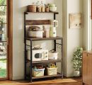Modern Oven Stand for Kitchen -Organizer with Hooks & Shelves
