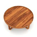 Premium Round Wooden Coffee Table for Living Room | Modern Designer Centre Table | Handcrafted Solid Wood Brown Coffee Table with Stylish Legs | Elegant Home Furniture with Natural Finish