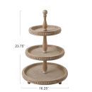 Modern 3-Tier Wooden Tray Stand | Rustic Natural Wood Display Organizer for Kitchen, Bathroom, Home Decor | Round Farmhouse Style Tiered Serving Tray for Events & Storage
