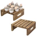 Modern Wooden Cupcake and Dessert Display Riser Stands – Rustic Natural Wood Buffet Holder for Party, Bakery, Wedding, Catering & Home Decor – Food Safe, Durable, Stylish – Set of 2