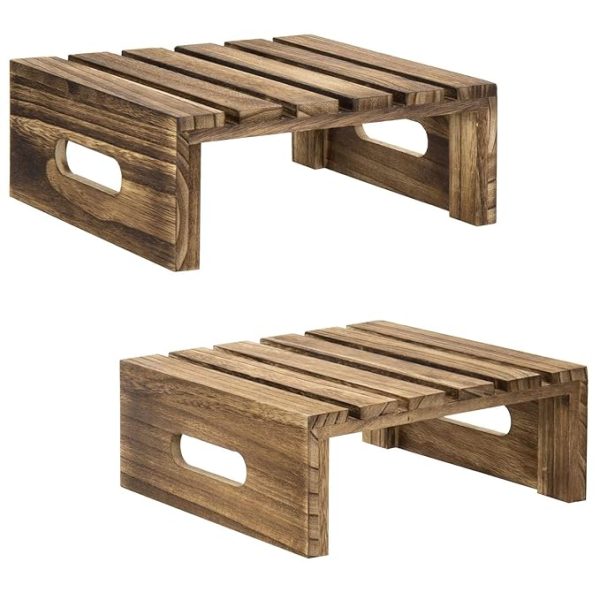 Modern Wooden Cupcake and Dessert Display Riser Stands – Rustic Natural Wood Buffet Holder for Party, Bakery, Wedding, Catering & Home Decor – Food Safe, Durable, Stylish – Set of 2 - Image 5