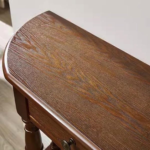 Modern Wooden Console Table with Drawer | Elegant Brown Hallway Side Table for Living Room | Decorative Entryway Table with Lower Shelf | Solid Wood Finish - Image 3