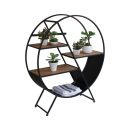 Modern Wooden & Iron Display Rack | Industrial Style Shelf Unit for Home, Office & Living Room | Brown & Black Color | Durable Wood & Metal Construction | Stylish Storage Organizer