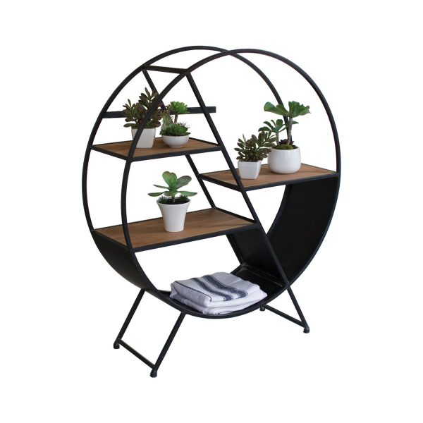 Modern Wooden & Iron Display Rack | Industrial Style Shelf Unit for Home, Office & Living Room | Brown & Black Color | Durable Wood & Metal Construction | Stylish Storage Organizer - Image 3