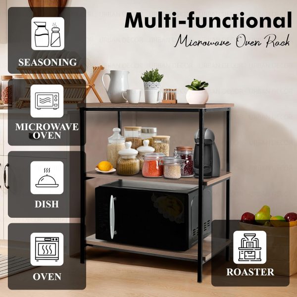 Modern Kitchen Oven Stand Organizer Rack – 3-Tier Microwave Storage Shelf | Multipurpose Wooden Iron Countertop Rack for Kitchen, Pantry | Brown Black Color – Durable & Space-Saving Design - Image 6