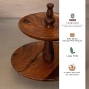 Modern 2-Tier Wooden Cake Stand – Natural Wood Pizza & Dessert Tray | Rustic Round Serving Platter for Parties, Weddings, Events | Decorative Tiered Stand