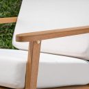 Premium Outdoor Wood Rocking Chair with White Cushions | Comfortable Patio Lounge Chair | Solid Wood Frame | Stylish Outdoor Furniture | Porch Rocker Chair for Garden or Balcony