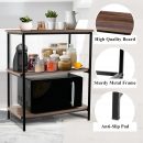 Modern Kitchen Oven Stand Organizer Rack – 3-Tier Microwave Storage Shelf | Multipurpose Wooden Iron Countertop Rack for Kitchen, Pantry | Brown Black Color – Durable & Space-Saving Design
