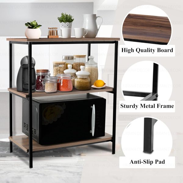 Modern Kitchen Oven Stand Organizer Rack – 3-Tier Microwave Storage Shelf | Multipurpose Wooden Iron Countertop Rack for Kitchen, Pantry | Brown Black Color – Durable & Space-Saving Design - Image 7