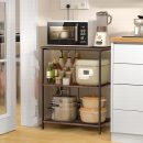 Modern Kitchen Oven Stand Organizer Rack – 3-Tier Microwave Storage Shelf | Multipurpose Wooden Iron Countertop Rack for Kitchen, Pantry | Brown Black Color – Durable & Space-Saving Design