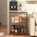 Modern Kitchen Oven Stand Organizer Rack – 3-Tier Microwave Storage Shelf | Multipurpose Wooden Iron Countertop Rack for Kitchen, Pantry | Brown Black Color – Durable & Space-Saving Design