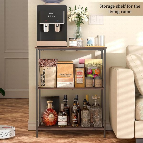 Modern Kitchen Oven Stand Organizer Rack – 3-Tier Microwave Storage Shelf | Multipurpose Wooden Iron Countertop Rack for Kitchen, Pantry | Brown Black Color – Durable & Space-Saving Design - Image 4