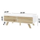 Modern Wooden Coffee Table with Storage – White & Natural Finish | Mid-Century Style | Stylish & Durable Wood Center Table for Living Room or Office | Minimalist Furniture