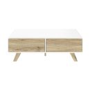 Modern Wooden Coffee Table with Storage – White & Natural Finish | Mid-Century Style | Stylish & Durable Wood Center Table for Living Room or Office | Minimalist Furniture