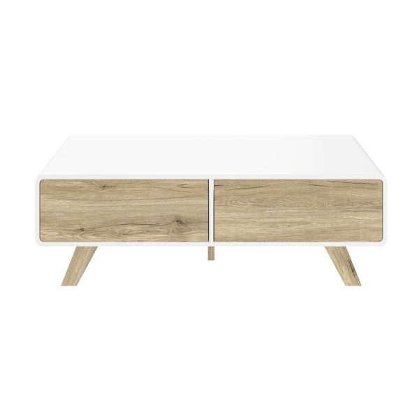 Modern Wooden Coffee Table with Storage – White & Natural Finish | Mid-Century Style | Stylish & Durable Wood Center Table for Living Room or Office | Minimalist Furniture - Image 8