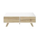 Modern Wooden Coffee Table with Storage – White & Natural Finish | Mid-Century Style | Stylish & Durable Wood Center Table for Living Room or Office | Minimalist Furniture