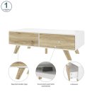 Modern Wooden Coffee Table with Storage – White & Natural Finish | Mid-Century Style | Stylish & Durable Wood Center Table for Living Room or Office | Minimalist Furniture