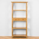 Natural Wooden Bookcase with Drawers – 5-Tier Open Shelf Storage, Solid Wood Display Unit, Rustic Farmhouse & Modern Design for Living Room, Office or Bedroom – Oak Honey Finish