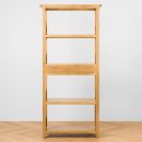 Natural Wooden Bookcase with Drawers – 5-Tier Open Shelf Storage, Solid Wood Display Unit, Rustic Farmhouse & Modern Design for Living Room, Office or Bedroom – Oak Honey Finish