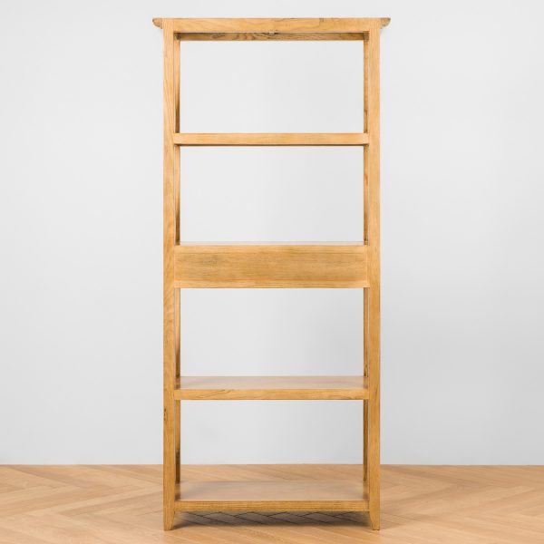 Natural Wooden Bookcase with Drawers – 5-Tier Open Shelf Storage, Solid Wood Display Unit, Rustic Farmhouse & Modern Design for Living Room, Office or Bedroom – Oak Honey Finish - Image 8
