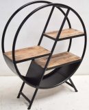 Modern Wooden & Iron Display Rack | Industrial Style Shelf Unit for Home, Office & Living Room | Brown & Black Color | Durable Wood & Metal Construction | Stylish Storage Organizer