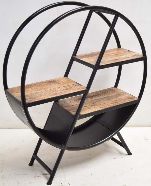 Modern Wooden & Iron Display Rack | Industrial Style Shelf Unit for Home, Office & Living Room | Brown & Black Color | Durable Wood & Metal Construction | Stylish Storage Organizer - Image 2