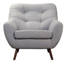 Modern Gray Living Room Sofa Chair | Mid-Century Wooden Frame | Comfy Cushioned Lounge Chair | Upholstered Accent Armchair | Stylish Furniture for Home & Office | Durable & Elegant Design