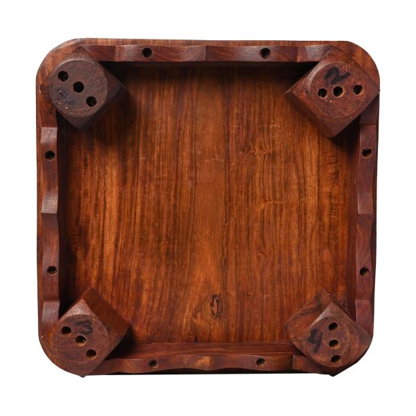 Premium Folding Wooden Stool with Brass Inlay – Handcrafted Brown Finish | Decorative Wooden Bajot Table | Traditional Design | Strong & Durable | Ideal for Home Decor, Pooja & Utility Use - Image 3