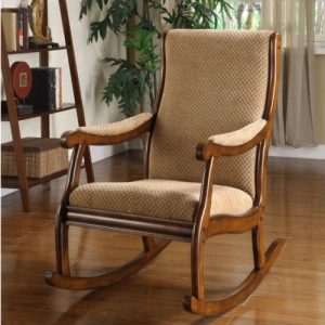 Classic Wooden Rocking Chair with Honey Finish & Cushioned Seat | Solid Wood Frame | Vintage Comfort for Living Room, Office, or Nursery