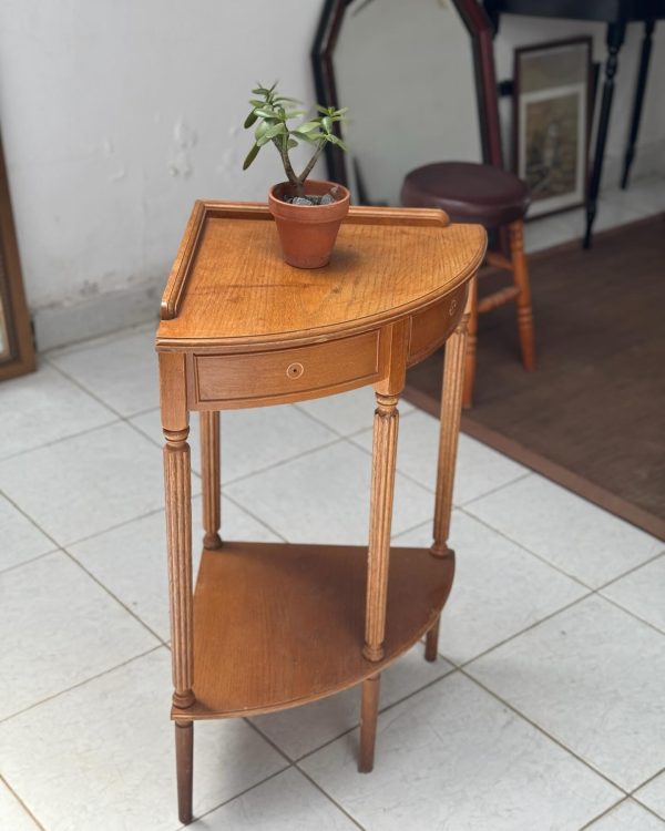 Farmhouse Wooden Corner Entryway Table with Shelves | Brown Finish | Compact Design | Easy Assembly | Hallway/Bedroom/Office Use | Antique Look | Decorative Accent Furniture - Image 3