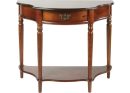 Modern Wooden Console Table with Drawer & Lower Shelf | Elegant Brown Entryway Table | Solid Wood Curved Hallway Furniture for Living Room & Foyer Décor