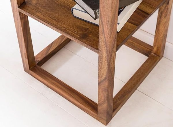 Premium Solid Wood Bedside Table for Bedroom & Living Room – Brown Color | Wooden Nightstand with Drawer & Shelf | Elegant & Minimalist Design | Storage Side Table – Durable Wood Build - Image 2