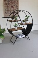 Modern Wooden & Iron Display Rack | Industrial Style Shelf Unit for Home, Office & Living Room | Brown & Black Color | Durable Wood & Metal Construction | Stylish Storage Organizer