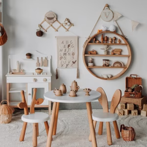Premium Kids Chair & Table Set – White Natural Solid Wood