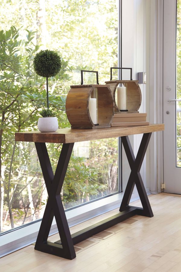 Modern Natural -Wood & Black Iron Console Table