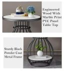 Modern Round Black End Table with Iron Frame | Stylish Side Table for Living Room & Bedroom | Dual-Tier White MDF Shelf | Decorative Small Coffee Table | Compact Accent Table