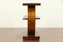 Modern Three Tier Wood End Table or Nightstand – Stylish Brown Wooden Furniture – Contemporary Side Table with Open Shelves – Unique Semi-Circle Design – Living Room or Bedroom Use