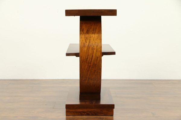 Modern Three Tier Wood End Table or Nightstand – Stylish Brown Wooden Furniture – Contemporary Side Table with Open Shelves – Unique Semi-Circle Design – Living Room or Bedroom Use - Image 2