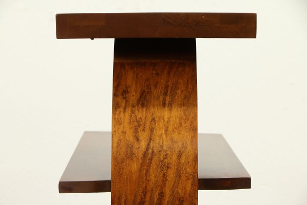 Modern Three Tier Wood End Table or Nightstand – Stylish Brown Wooden Furniture – Contemporary Side Table with Open Shelves – Unique Semi-Circle Design – Living Room or Bedroom Use - Image 3