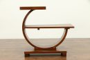 Modern Three Tier Wood End Table or Nightstand – Stylish Brown Wooden Furniture – Contemporary Side Table with Open Shelves – Unique Semi-Circle Design – Living Room or Bedroom Use
