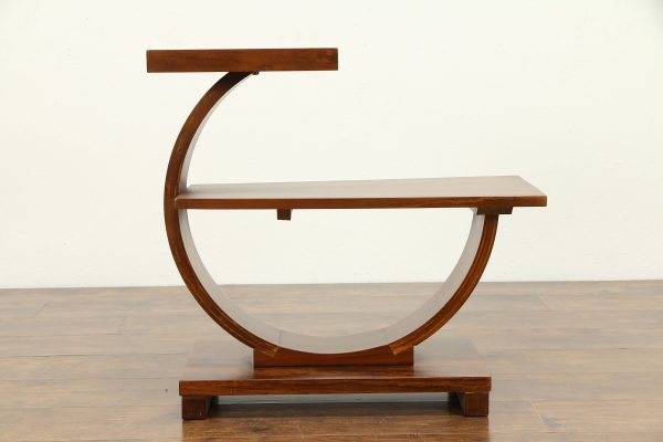 Modern Three Tier Wood End Table or Nightstand – Stylish Brown Wooden Furniture – Contemporary Side Table with Open Shelves – Unique Semi-Circle Design – Living Room or Bedroom Use - Image 10