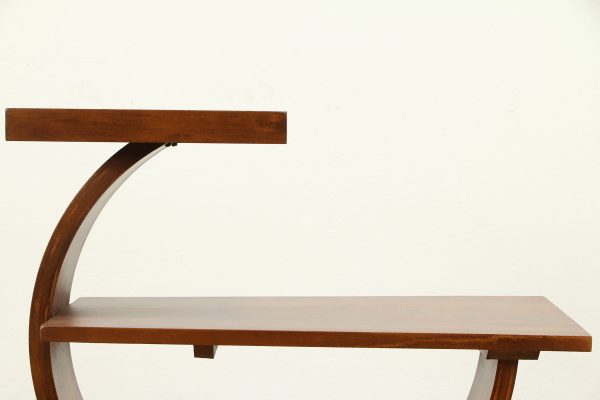 Modern Three Tier Wood End Table or Nightstand – Stylish Brown Wooden Furniture – Contemporary Side Table with Open Shelves – Unique Semi-Circle Design – Living Room or Bedroom Use - Image 9