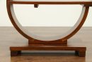 Modern Three Tier Wood End Table or Nightstand – Stylish Brown Wooden Furniture – Contemporary Side Table with Open Shelves – Unique Semi-Circle Design – Living Room or Bedroom Use